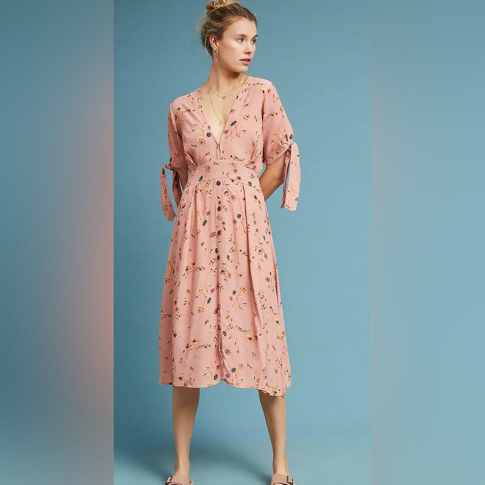 Faithfull The Brand Nina Midi Dress Women’s 6 Medium Pink Floral Salina Print